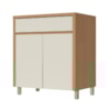 Balcao 2 portas 1 Gaveta 80cm 100% MDF Condessa Carvalho/Greige Nesher Móveis