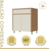 Balcao 2 portas 1 Gaveta 80cm 100% MDF Condessa Carvalho/Greige Nesher Móveis