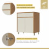 Balcao 2 portas 1 Gaveta 80cm 100% MDF Condessa Carvalho/Greige Nesher Móveis