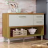 Balcão de Cozinha 1 Porta 2 Gavetas com Caixa Organizadora 120cm Princesa Freijó/Off White Nesher Móveis
