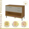 Balcão de Cozinha 1 Porta 2 Gavetas com Caixa Organizadora 120cm Princesa Freijó/Off White Nesher Móveis