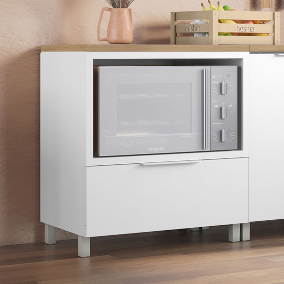 Balcao Forno 1 Gaveta Cozinha Branco/Nature Nesher