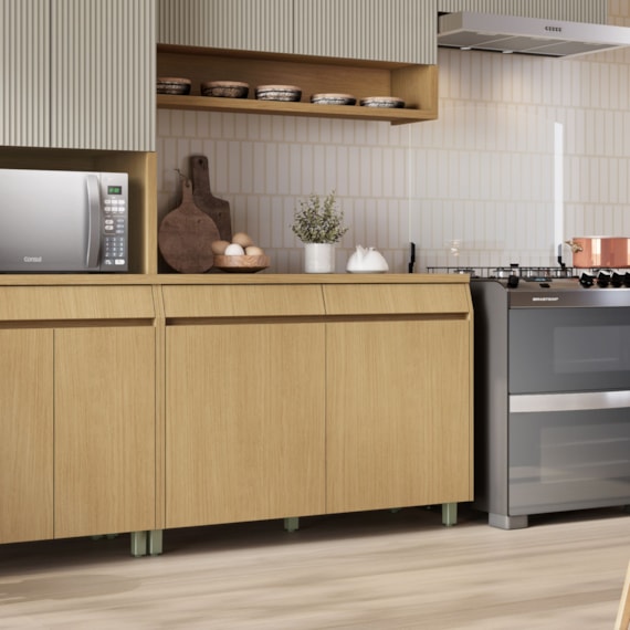 Balcao Modular 120CM Simone Mendes Carvalho/Greige Nesher