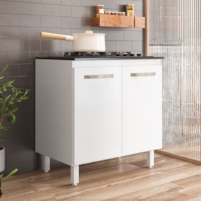 Balcão Para Cooktop  80 cm 2 Portas Branco Nicioli 