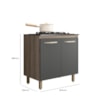 Balcão Para Cooktop  80 cm 2 Portas Carvalho/Chumbo Nicioli 