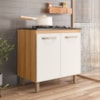 Balcão Para Cooktop  80 cm 2 Portas Freijó/Off White Cristal Nicioli 