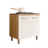 Balcão Para Cooktop  80 cm 2 Portas Freijó/Off White Cristal Nicioli 