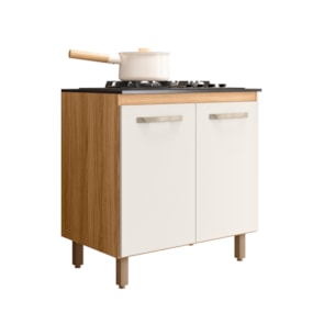 Balcão Para Cooktop  80 cm 2 Portas Freijó/Off White Cristal Nicioli 