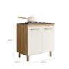 Balcão Para Cooktop  80 cm 2 Portas Freijó/Off White Cristal Nicioli 
