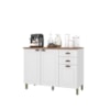 Balcão Para Cozinha 120cm 3 Portas 2 Gavetas Com Tampo Firenze Branco Indekes