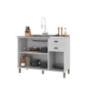 Balcão Para Cozinha 120cm 3 Portas 2 Gavetas Sem Tampo Firenze Branco Indekes