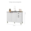 Balcão Para Cozinha 120cm 3 Portas 2 Gavetas Sem Tampo Firenze Branco Indekes