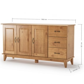 Balcão Para Cozinha 156cm Madeira Maciça Bella Carvalho