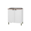 Balcão Para Cozinha 80cm 2 Portas Com Tampo Firenze Branco Indekes