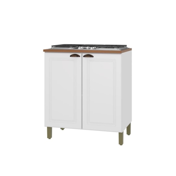 Balcão Para Cozinha 80cm 2 Portas Com Tampo Firenze Branco Indekes