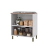 Balcão Para Cozinha 80cm 2 Portas Com Tampo Firenze Branco Indekes