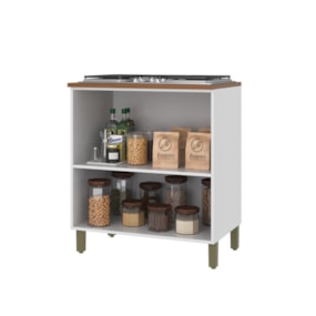 Balcão Para Cozinha 80cm 2 Portas Com Tampo Firenze Branco Indekes