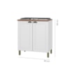 Balcão Para Cozinha 80cm 2 Portas Com Tampo Firenze Branco Indekes