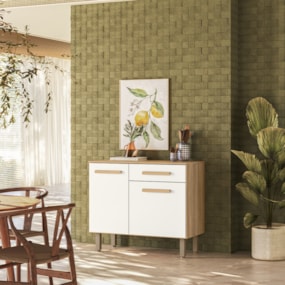 Balcão Para Cozinha 90cm Lemon Carvalho/Off White Nicioli