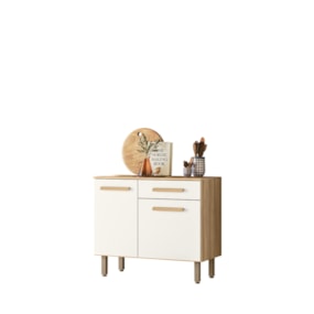Balcão Para Cozinha 90cm Lemon Carvalho/Off White Nicioli
