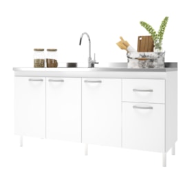 Balcão Para Pia 4 Portas 160CM Branco Pop Indekes