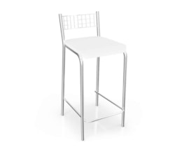 Banqueta Alta com Encosto Zurique Crome Cromado/Branco Kappesberg Banqueta Alta com Encosto Zurique Crome Cromado/Branco Kappesberg