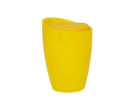 Banqueta Puff Baú com Estofado Removível Amarelo Banqueta Puff Baú com Estofado Removível Amarelo