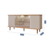 Buffet 4 Portas Com Led Janice Nature/Off White Cimol Móveis
