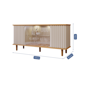 Buffet 4 Portas Com Led Janice Nature/Off White Cimol Móveis
