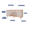 Buffet 4 Portas Com Led Janice Nature/Off White Cimol Móveis