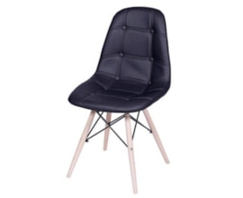 Cadeira Eames Botonê Base Eiffel de Madeira Preta Cadeira Eames Botonê Base Eiffel de Madeira Preta