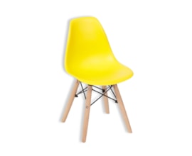 Cadeira Eames Eiffel Infantil Amarela com Base de Madeira Cadeira Eames Eiffel Infantil Amarela com Base de Madeira