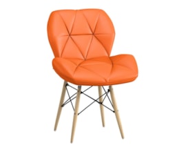 Cadeira Slim Eiffel Estofada Laranja Base Madeira Cadeira Slim Eiffel Estofada Laranja Base Madeira