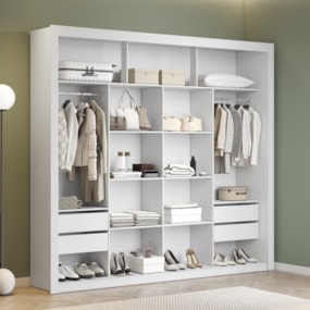 Closet 100% MDF 4 Gavetas 230 cm NT6060 Branco Amoudi Móveis