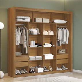 Closet 100% MDF 4 Gavetas 230 cm NT6060 Freijó Amoudi Móveis