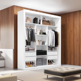 Closet Casal 4 Gavetas 100% MDF Branco Amoudi Móveis