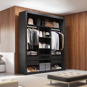 Closet Casal 4 Gavetas 100% MDF Preto Amoudi Móveis