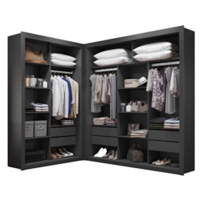 Closet Modulado 6 Gavetas 100% MDF Preto Amoudi Móveis