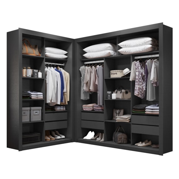 Closet Modulado 6 Gavetas 100% MDF Preto Amoudi Móveis