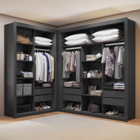 Closet Modulado 6 Gavetas 100% MDF Preto Amoudi Móveis