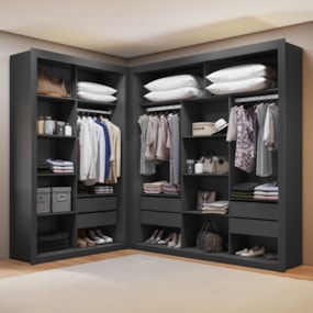 Closet Modulado 6 Gavetas Preto Amoudi Móveis