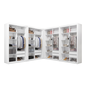 Closet Modulado 8 Gavetas 12 Prateleiras 100% MDF  Branco Amoudi Móveis
