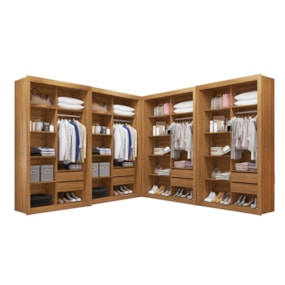 Closet Modulado 8 Gavetas 12 Prateleiras 100% MDF Freijó Amoudi Móveis