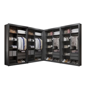 Closet Modulado 8 Gavetas 12 Prateleiras 100% MDF Preto Tx Amoudi Móveis