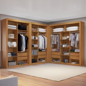 Closet Modulado 8 Gavetas 15 Prateleiras 100% MDF Freijó Amoudi Móveis