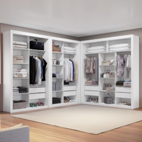 Closet Modulado 8 Gavetas 15 Prateleiras Branco Amoudi Móveis