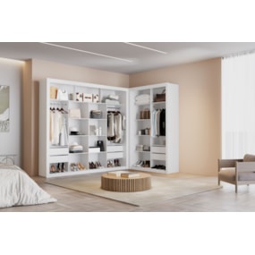 Closet Modulado Duplo 6 Gavetas Branco MDF Amoudi Móveis 