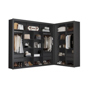 Closet Modulado Duplo 6 Gavetas Preto MDF Amoudi Móveis 