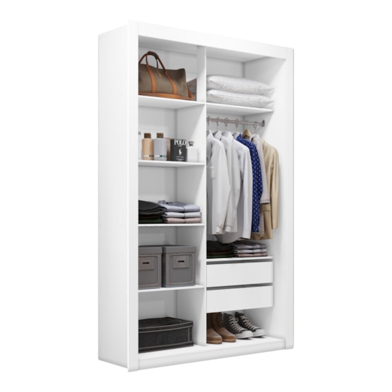 Closet Solteiro 2 Gavetas 100% MDF Branco Amoudi Móveis