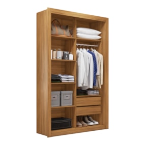 Closet Solteiro 2 Gavetas 100% MDF Freijó Amoudi Móveis